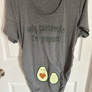 Gray Maternity T-Shirt with Avocado Print